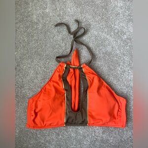 Orange and Brown Venus Halter Bikini Top